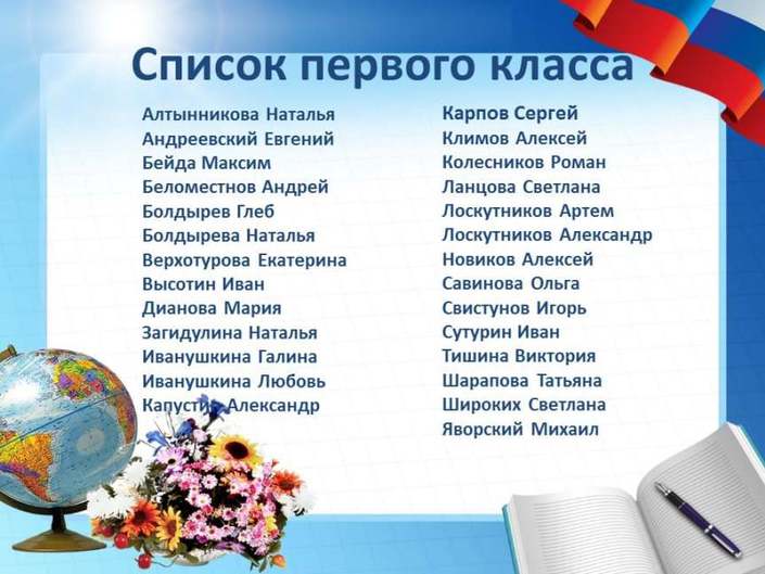 Список первого класса школы